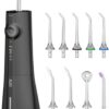 Water Flosser Teeth Pick: 9 Jet Tips Cordless Oral Irrigator with 300ML, 5 Modes Portable Power Dental Flossers, IPX7 Waterproof Rechargeable Electric Waterflosser Machine for Home Travel, Black