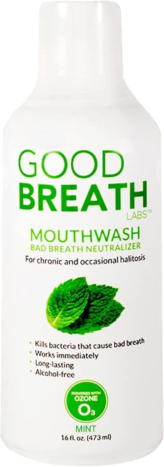 51Fo29UHeJL._AC_SL1500_.jpg Goodbreath Mouthwash - Mint Mouth Rinse for Chronic Halitosis - New Ozone Technology Oral Rinse - Halitosis Treatment & Bad Breath Neutralizer - Mouthwash for Gum Diseases - Alcohol-Free | 16 Oz