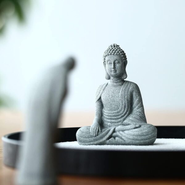Buddha Statue and 2 Japanese Lantern Pagoda Statues Zen Garden Accessories Buddha Statues for Home Decor Mini Meditation Decor, Buddha Decor, Zen Decor