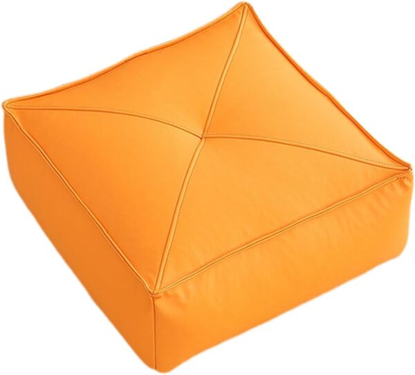Tatami Cushions Outdoor Patio Cushion, Artificial Leather, Floor Pillow Floor Seating Cushion for Dining Room Office Balcony, Orange, 50cmx50cmx15cm