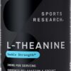 Sports Research Double Strength L-Theanine Supplement - Suntheanine Softgels for Focus, Relaxation & Alertness - Non-Drowsy Support Made with Coconut Oil, Non-GMO & Gluten Free - 200mg, 60 Count