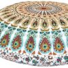 22" Peacock Mandala Bohemian Yoga Meditation Floor Pillow Cover Comfortable Home Cushion Couch Seating Large Zipped Throw Hippie Decorative Ottoman Boho Indian (White Multi)