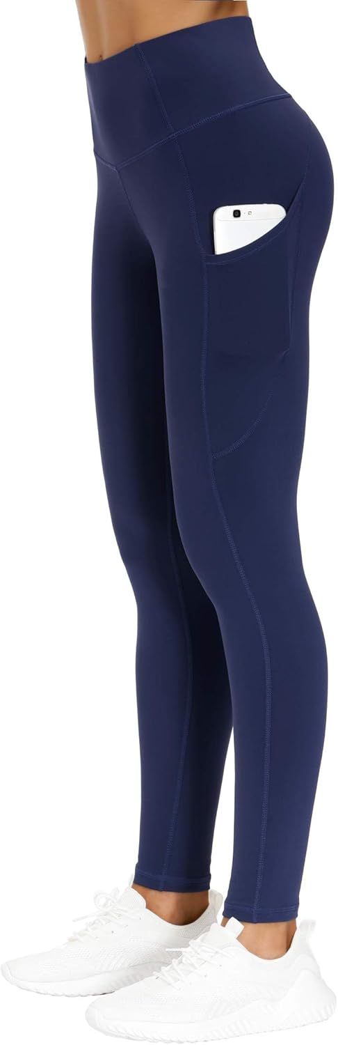 THE GYM PEOPLE Thick High Waist Yoga Pants with Pockets, Tummy Control Workout Running Yoga Leggings for Women
