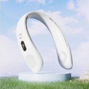 Portable Air Conditioner Neck Fan,3-Speed Hands Free Bladeless Fan,LED Digital Display, 4000mAh Rechargeable Personal Fan, Bladeless Personal Wearable Fan with USB Rechargeable, Low Nois for Outdoor,