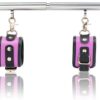 Spreader Bar Heavy Duty Stainless Steel Expandable Black Bar Home Gym with 4pcs Furry Purple Adjustable Strap,Sports Aid Training Fitness Gear Pilates Aid Kit,Yoga Set