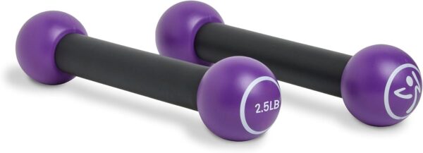 Zumba 2.5 lb Dumbbells Set of 2 - Hand Weights for Women, Dumbbells for Women at Home, Workout Weights Dumbbells Set, Purple Exercise Weights - Small Weights for Women, At Home Fitness