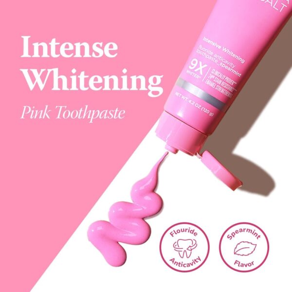 Intensive Whitening Toothpaste, 4.2oz (3 Packs) - Teeth Whitening Toothpaste for Adults with Fluoride for Anti Cavity & Enamel Repair, Pink Toothpaste, Fresh Spearmint Flavor