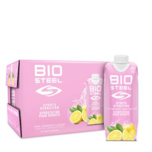 BioSteel Sports Drink, Great Tasting Hydration with 5 Essential Electrolytes, Pink Lemonade Flavor, 16.7 Fluid Ounces, 12-Pack
