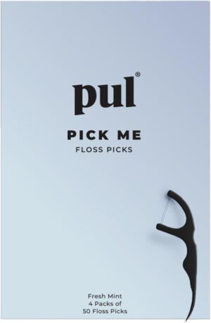 PUL Biodegradable Mint Dental Floss Picks Made from Plants - BPA Free Teeth Flossers for Minty Fresh Oral Care - Shred & Fluoride Free Dental Picks - 200 Count