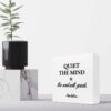 Quiet The Mind And The Soul Will Speak Sign,Inspirational Wood Block Box Plaque Sign Desk Decor for Home Yoga Room Meditation Space Shelf Table Decorations