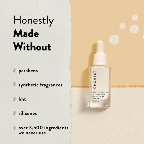 51Q5L0o-cL._SL1000_.jpg Honest Beauty Stay Hydrated Hyaluronic Acid + NMF Serum | Moisturizes + Reduces Fine Lines | 3 Types of Hyaluronic Acid, NMF, Kiwi Seed Oil | EWG Verified, Vegan + Cruelty Free | 1 fl oz