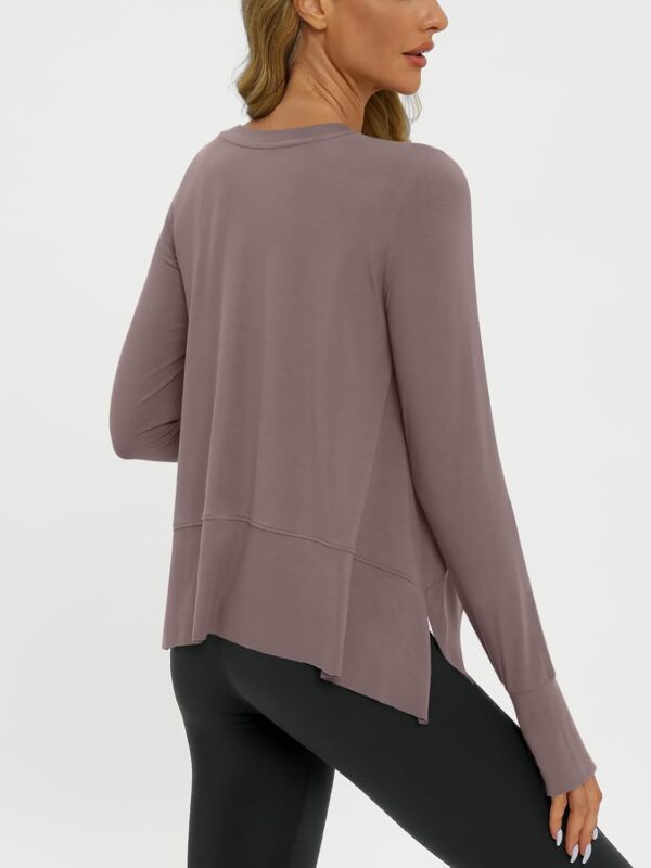 AUTOMET Women Curved Hem Long Sleeve Workout Crop Tops Trendy Athletic Yoga Gym Shirts with Thumb Hole 2024
