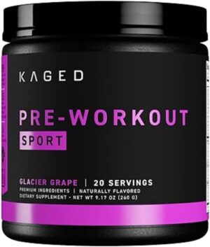Kaged Pre-Kaged Sport Pre Workout Powder | Glacier Grape | Energy Supplement for Endurance | Cardio, Weightlifting Sports Drink | 20 Servings