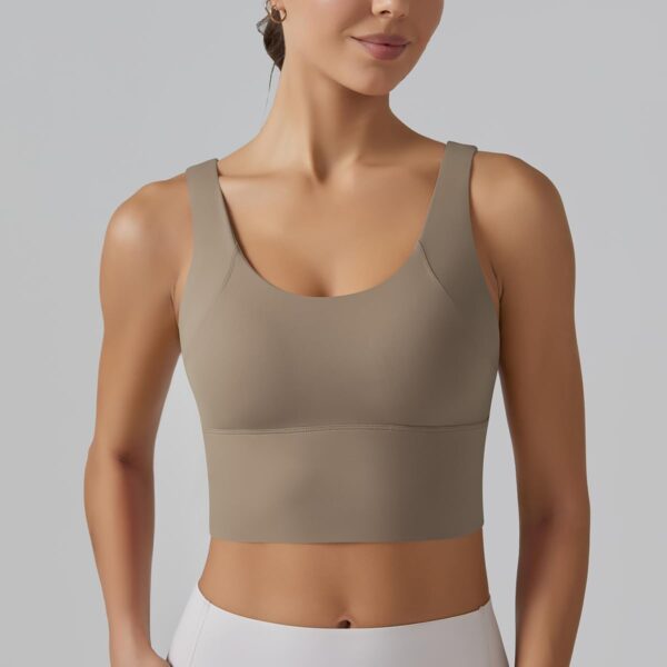 ABOCIW Longline Sports Bra for Women V Back Wireless Padded Medium Support Yoga Bra Workout Crop Tank Tops