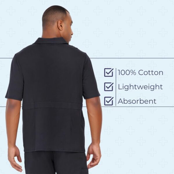 MIKAL Scrub Tops for Men Collar Jacket, Regular Fit with 5 Pockets Supersoft Cotton Premium Medical/Health Care Uniform