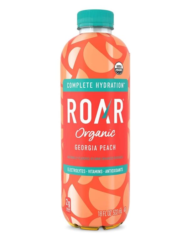 Roar Organic Electrolyte Infusions - 4-Flavor Variety Pack - with Antioxidants, B Vitamins, Low-Sugar, Coconut Water Infused Beverage 18 Fl Oz with Oasis Snacks Sticker (4 Flavor Variety, Pack of 8)