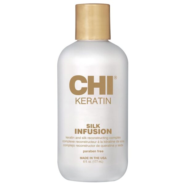 CHI Keratin Silk Infusion, Hydrating Hair Serum For Restoring Softness & Shine, Helps Dry, Damaged Hair, Sulfate-free, 6 Oz