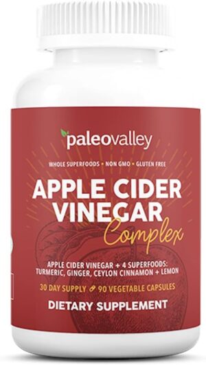 Paleovalley Apple Cider Vinegar Complex with Superfoods - Turmeric, Ginger, Ceylon Cinnamon and Lemon - 84 Vegetable Capsules