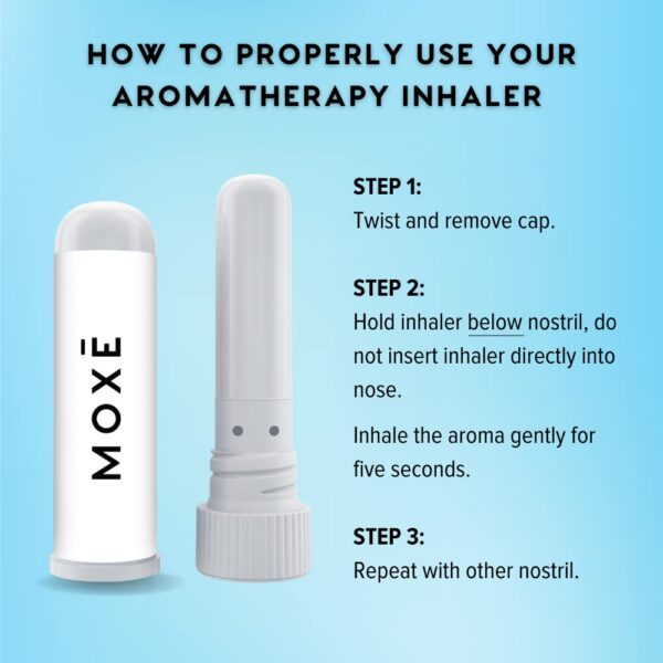MOXĒ Eucalyptus Essential Oil Nasal Inhaler, Sinus & Congestion Relief, Daily Relaxation, Stress Relief, Therapeutic No-Mess Aromatherapy, Pure and Natural, Made in USA (3 Pack)