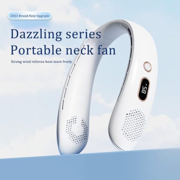 Portable Air Conditioner Neck Fan,3-Speed Hands Free Bladeless Fan,LED Digital Display, 4000mAh Rechargeable Personal Fan, Bladeless Personal Wearable Fan with USB Rechargeable, Low Nois for Outdoor,