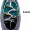SPACEKEEPER Ceramic Backflow Incense Holder and Burner Waterfall, with 120 Backflow Incense Cones + 30 Incense Stick, Aromatherapy Ornament Home Decor, Blue Set