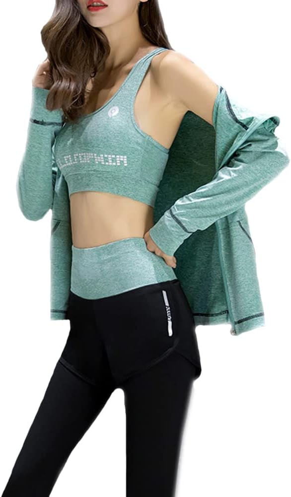 Workout Sets for Women 5 Piece Yoga Exercise Gym Outfits Sport Running Athletic Clothing Set Tracksuits Activewear