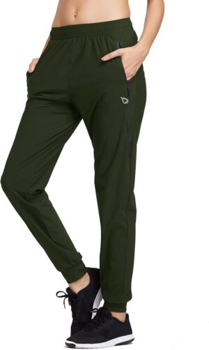 BALEAF Women's Joggers Running Hiking Pants Lightweight Quick Dry Athletic Travel Workout with Zipper Pockets