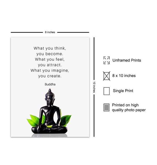 Buddha Quotes Wall Decor - Inspirational Quote Wall Art - Zen Meditation Decor - Buddha Statue Art - Spiritual Gifts for Women, Men - New Age Spa Room Decoration - Yoga Artwork - Buddhism Buddhist