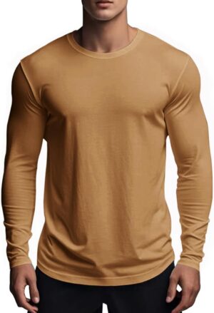 Muscle Killer Men's Gym Workout Long Sleeve T Shirt Lightweight Dry Fit Moisture Wicking Active Shirts Running Fitness Tee