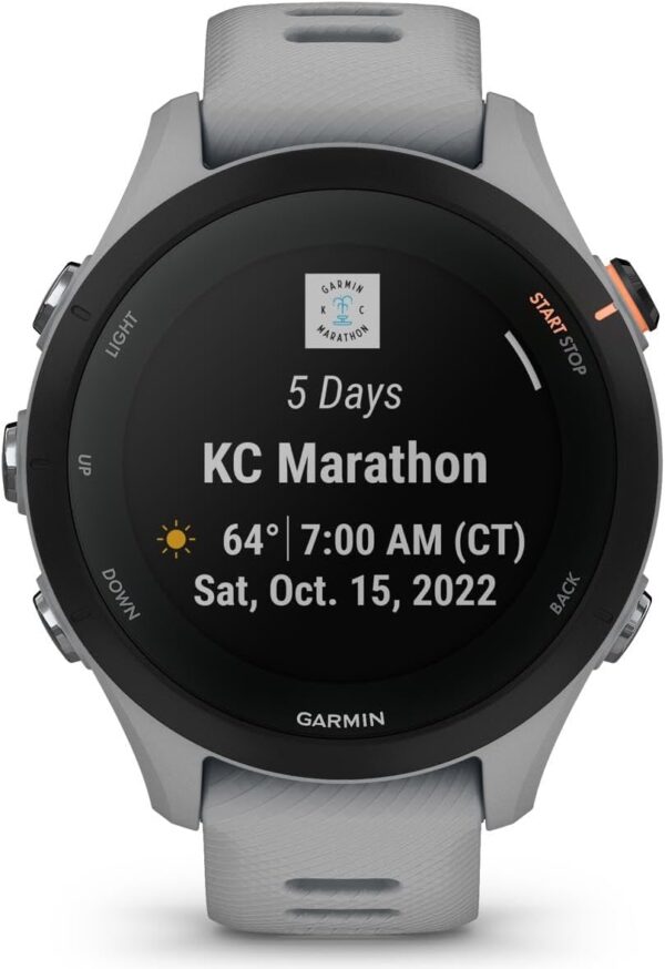 Garmin Forerunner® 255S, Smaller GPS Running Smartwatch, Advanced Insights, Long-Lasting Battery, Powder Gray , 41 MM