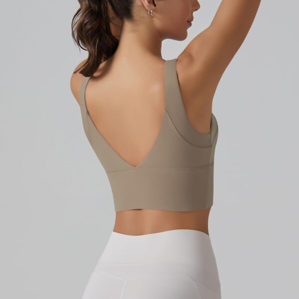 ABOCIW Longline Sports Bra for Women V Back Wireless Padded Medium Support Yoga Bra Workout Crop Tank Tops