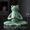 OwMell Ceramic Zen Frog Decor, Ceramic Yoga Pose Meditation Frog Staute for Home Zen Decoration - Prayer