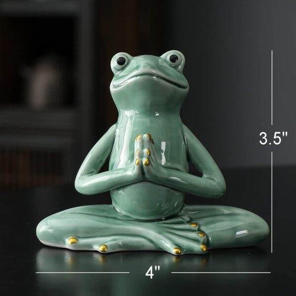 OwMell Ceramic Zen Frog Decor, Ceramic Yoga Pose Meditation Frog Staute for Home Zen Decoration - Prayer
