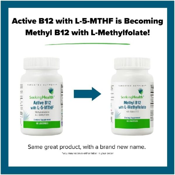 Seeking Health Methyl B12 with L-Methylfolate - MTHFR Support Supplement - Methylation Support Supplement - Lozenges to Support Brain Health & Energy - 60 Lozenges