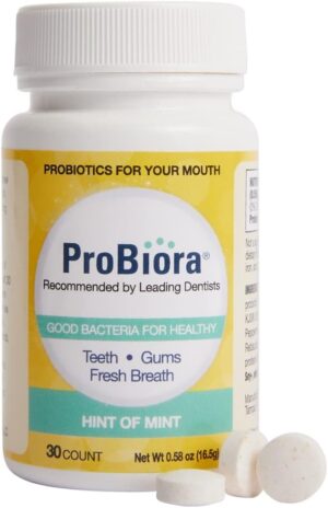 ProBiora Oral Probiotics for Teeth and Gums | Dental Probiotics for Improved Oral Health | Bad Breath Treatment for Adults | ProBiora3 Patented Probiotic Blend | Tooth Whitening | 30 Mint Tablets