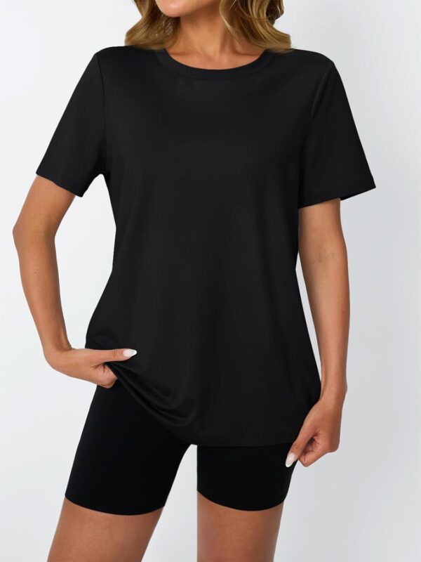 AUTOMET Women's Workout Tops Short Sleeve Gym Shirts Summer Athletic Yoga Tshirts Loose Fit Casual Clothes 2025