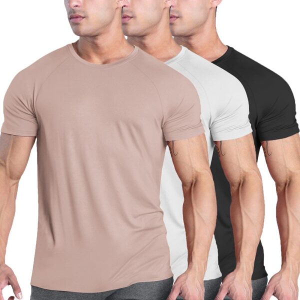 COOFANDY Men's 3 Pack Workout T Shirts Short Sleeve Gym Bodybuilding Muscle Shirt Base Layer Fitness Tee Tops
