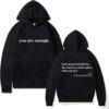 Dear Person Behind Me Hoodie for Women You are Enough Hoodie Mental Health Sweatshirt Casual Long Sleeve Pullover Top