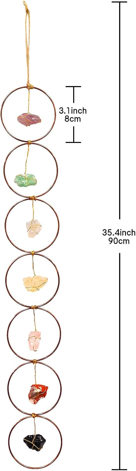 7 Crystal Gemstone Wall Hanger Decor, Large Raw Chakra Crystal Gemstones, Window Meditation Hanging Ornament, Home Decorations for Yoga Meditaion, Gifts for Christmas Ornaments/Birthday (1PC)