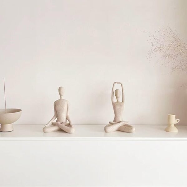 Sandstone Meditation Yoga Statues Set of 3, Resin Zen Yoga Figurines for Bookself, Home Decor, Gifts