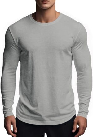 Muscle Killer Men's Gym Workout Long Sleeve T Shirt Lightweight Dry Fit Moisture Wicking Active Shirts Running Fitness Tee