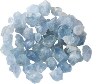 Apengshi 0.97 lb（440g) Natural Celestite About 0.59-1.18in Healing Crystal Tumbled Rough Stone Chakra Raw Stone Meditation Reiki Collection