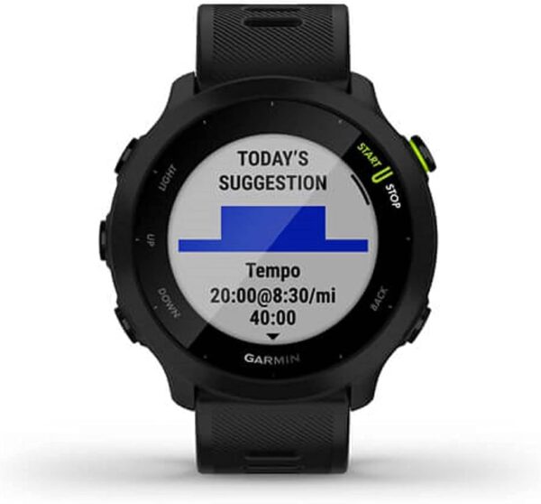 Garmin Forerunner 55, GPS Running Watch with Daily Suggested Workouts, Up to 2 weeks of Battery Life, Black - 010-02562-00