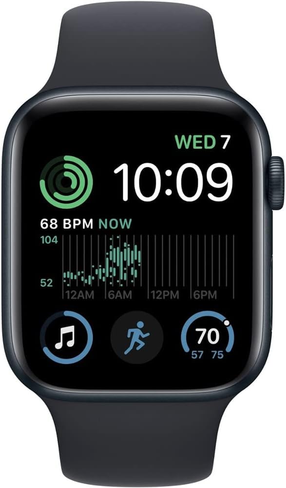 Apple Watch SE (2nd Gen) (GPS + Cellular, 44mm) - Midnight Aluminum Case with Midnight Sport Band, M/L (Renewed)
