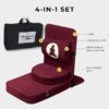 Friends of Meditation Relaxing Buddha Meditation Chair | Detachable Rectangular Back Support & Zafu Cushion | Portable Folding Chair | Floor Chair with Back Support | Yoga Chairs for Adults | Maroon