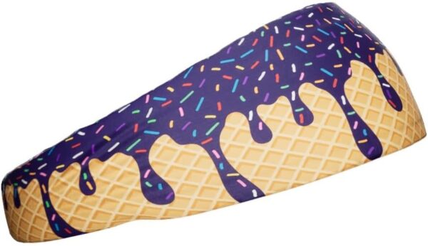 Ice Cream Headband/Sweatband. Best for Sports, Fitness, Working Out, Yoga. Tapered Design. Reversible.