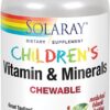 SOLARAY Childrens Vitamins & Minerals Complete Multivitamin for Kids Great Black Cherry Flavor (076280047974) (120 Chews, 60 Serv)
