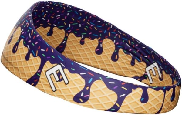 Ice Cream Headband/Sweatband. Best for Sports, Fitness, Working Out, Yoga. Tapered Design. Reversible.