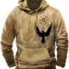 ZOCAVIA American Flag Hoodies for Men USA Graphic Hooded Sweatshirts Drawstring Western Ethnic Boys Pullover Tops
