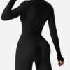 YEOREO Women Long Sleeve Workout Jumpsuit Zip Up Romper Bottom Pants Bodysuit Bodycon Sexy One Piece